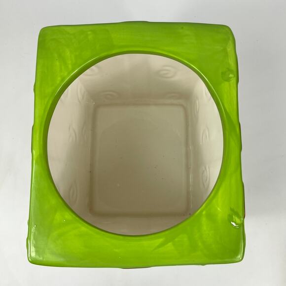 Ceramic Gift Box Canister Christmas Present Cookie Jar Green Red Ribbon Ceramic - Picture 16 of 16